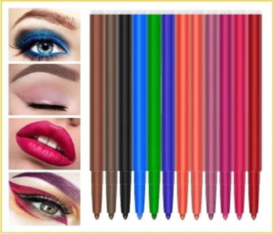 Amaryllis Multi used Eye Liner, Lip liner, kajal and Hyper Pigmented Pack of 12(MULTICOLOR, 24 g)