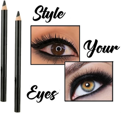 HUZURLU Highly Pigmented Intense Matte Smudge-proof kajal-06(BLACK, 4 g)