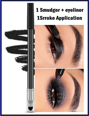 Yuency Highly Pigmented|Matte & Shimmer| 2 in 1 Smudger + Eyeliner(SHIMMER BLACK, 1.5 g)