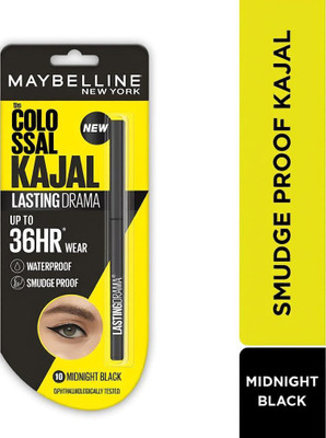MAYBELLINE NEW YORK Colossal Lasting drama Kajal - 36H Wear, Waterproof Kajal - 10 Midnight Black(Black, 0.31 g)