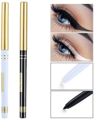VARS LONDON Auto rotating Black and white kohl kajal eyeliner combo pack of 2(BLACK AND WHITE, 0.35 g)