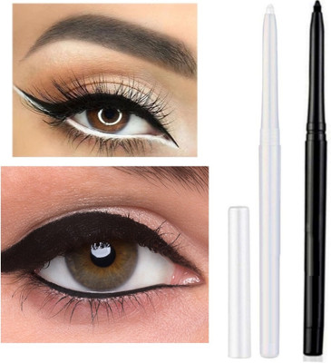 Wonholli PIGMENTED WATER PROOF OR SMUDGE PROOF WHITE & BLACK CRAYON KAJAL(MULTICOLOR, 4 g)