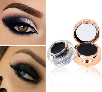 SEUNG Gel Kajal Cake & Eyeliner 2in1 With Dual Side Applicator Brush(BLACK, 8 g)