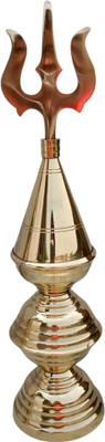 SHRIJIMATHURA Temple Kalash Pure Brass Orginal Vrindawani with trishul For Indoor & Outdoor Brass Kalash(Gold)