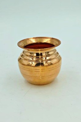 SHLINCO Handmade Pure Copper and Curved Design Kalash/Lota for Pooja (200 ml, Brown) Copper Kalash(Height: 2.9 inch, Brown)