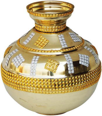 Mahita Collections Matka Kalash 1.54Kg Brass Kalash(Height: 12.2 inch, Gold)