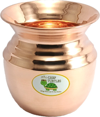 CHEF TURTLES Pure Copper Kalash Tamba ka Lota for Pooja Puja Patra Pack of 1- 700ml Copper Kalash(Height: 4.5 inch, Brown)