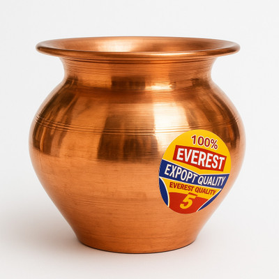 PRAKASHAMAYA Pure Copper Kalash for Puja–Handcrafted Copper Lota Pot for Pooja,3 Inch Pack 1 Copper Kalash(Brown)