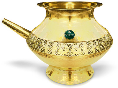 Vikram Metal Brass Nali lota | Brass Karwa lota | Brass Lota 250 ml Brass Kalash(Gold)