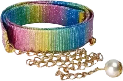 ANKOF BLAZE Women Party, Casual Gold Canvas Reversible Belt