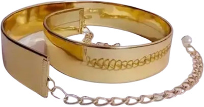 ANKOF BLAZE Women Party, Casual Gold Canvas Reversible Belt