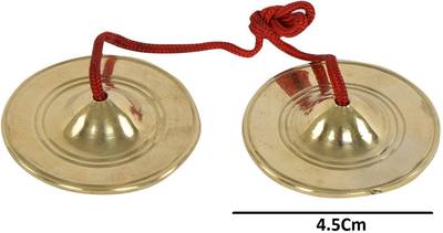 DOKCHAN Pure Brass 4.5cm Handmade Manjira Musical Instrument Cymbals For Bhajan Kirtan Kartal Instrument
