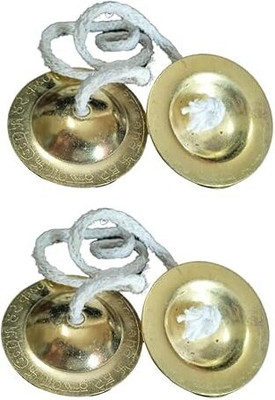 MAGA MART Iron Manjira Gold Color Set of 2 Kartal Instrument