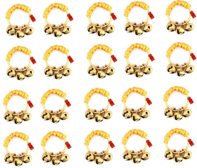 UAPAN Brass Ghungroo Kadi Fingers for Aarti Clapping Ring (Yellow,Pack of 10 pair) Kartal Instrument