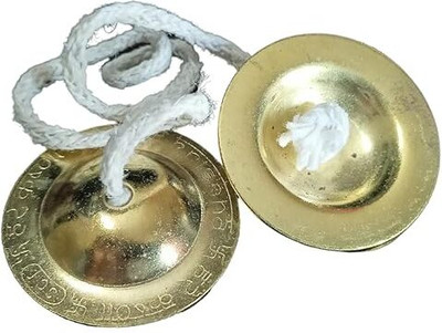 MAGA MART Iron Manjira Gold Color Set of 1 Kartal Instrument