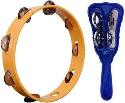 Yoshiva Combo Pack Khanjari & Dafli Without Skin Multicolor Musical Instrument Kartal Instrument