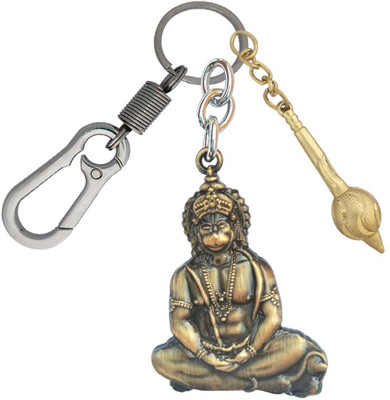 HANDSOME ISK Premium Quality Double Sided Hanuman Ji With Gada Locking Lock Key Chain