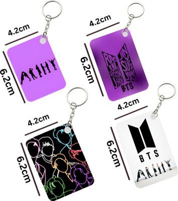 DFLEXPRINTS BTS ARMY MDF KEYCHAIN (PACK OF 4) Key Chain