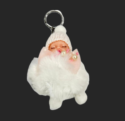SHRI JI Cute Sleeping Baby Doll Keychain WHITE Key Chain
