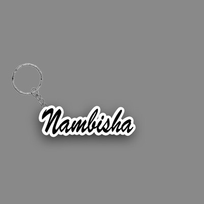 SY Gifts SYG Nambisha Name Keychain White And Black Key Chain