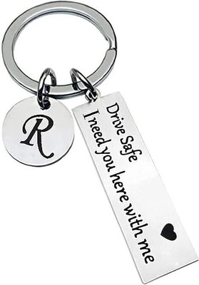 Myurawells R Letter Drive Safe Keychain For Boyfriend & Surprise Gift Key Chain
