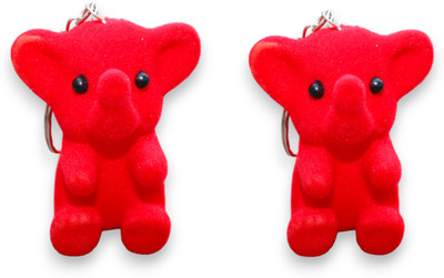 GRAB DEAL Set of 2 3D Elephant Keychain Animal Shaped Key Rings for keys and Style Red Key Chain