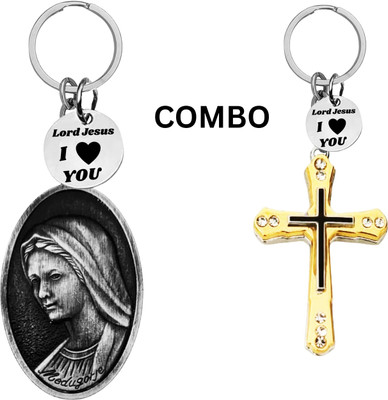The Men Gift Double-Sided Saint Michael Keychain – Jesus cross keyring for Bike Com643-674 Key Chain