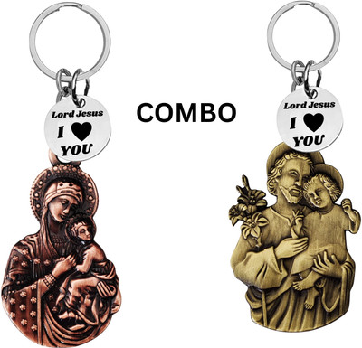 M Men Style Lord Jesus Keychain Combo– Sacred Heart Religious Keyring Set SkeyCom638-636 Key Chain