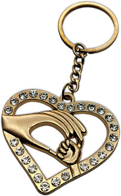 swagtreg Heart & Hand Keychain | Symbol of Love & Protection | Gold Finish with Crystals Key Chain