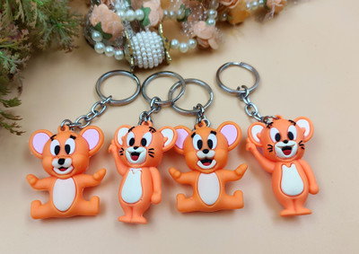 Paper Bear New Trending Multi Color 3D Cartoon Character Rubber Keychain Set of 2 Key Chain