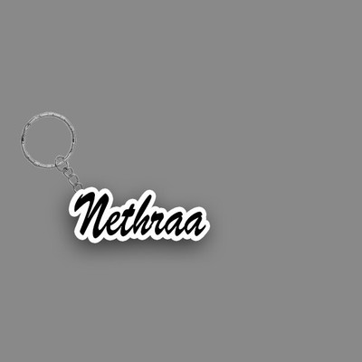 SY Gifts SYG Nethraa Name Keychain White And Black Key Chain