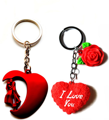 ShopTop Attractive & Beautiful Spinning Couple Key chain Reddish Colour Metal with soft love fur key chain Key Chain