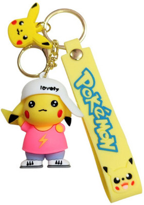 PEARLISH Premium Quality Pikachu 3D Silicone Keychain Key Chain