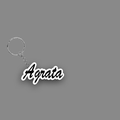 SY Gifts SYG Agrata Name Keychain White And Black Key Chain