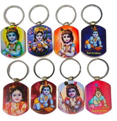 BLESSINGS Set Of 8 Krishna Wooden Key Chain