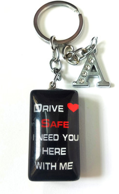 Meeko.com Keychain-Glass Drive Safe With A Letter Bike Key Chain 02 Key Chain
