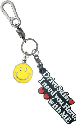 HANDSOME ISK Beautiful Drive Safe With Yellow SmileyStylish Locking Lock Key Chain