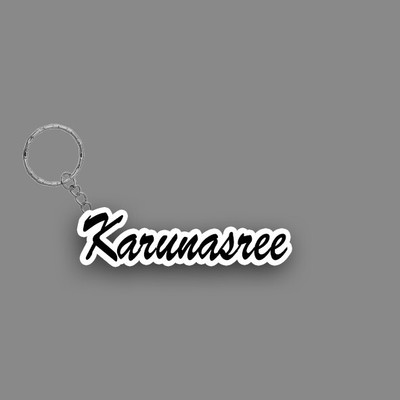 SY Gifts SYG Karunasree Name Keychain White And Black Key Chain