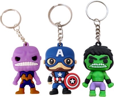 WorldForU Cute Avengers 3D Silicone Miniature 3 Pcs Set Key Chain