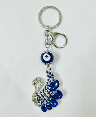 SHRI JI BEAUTIFUL PEACOCK with stone Evil Eye Keychain Key Chain