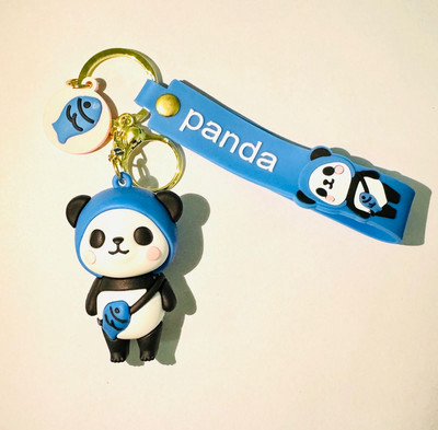 SRG Cutiepie Blue Panda and Fish Charm with Keyring Key Chain