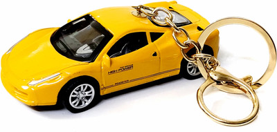 ADOREAL CAR KEYCHAIN YELLOW COLOR WITH MOVABLE MOTION Key Chain