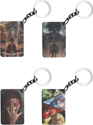 WAP ENTERPRISES Premium Anime Printed (Pack of 4) Keychain For Bike, Scooty, Car, Acrylic Key Chain