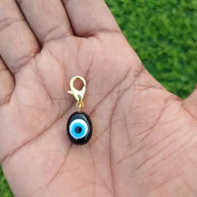 Shilpmart BLACK Evils Eye Pendant Charms with Lobster Claw Clasps Jewelry Making Glass Beaded Charm