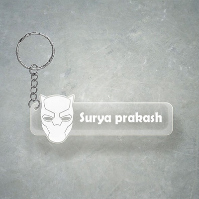 SY Gifts D2 Black Panther Keychain With Surya prakash Name Key Chain