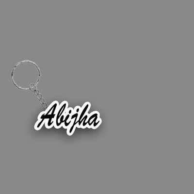 SY Gifts SYG Abijha Name Keychain White And Black Key Chain