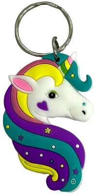 Augen Double Sided Rubber Unicorn For Gifting Key Ring Anti-Rust (Pack Of 1) Rubber Key Chain