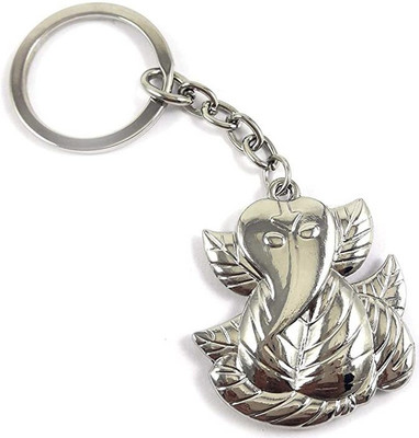 BBG NEW_Lord Ganesh Ji Metal Keychain and KeyRings Silver Key Chain