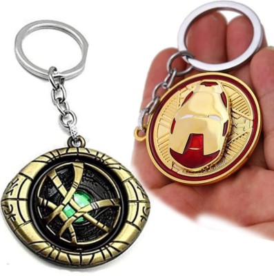 Jainsburys Combo of Doctor Eye Strange Rotating & Ironman Face Rotating keychain Key Chain