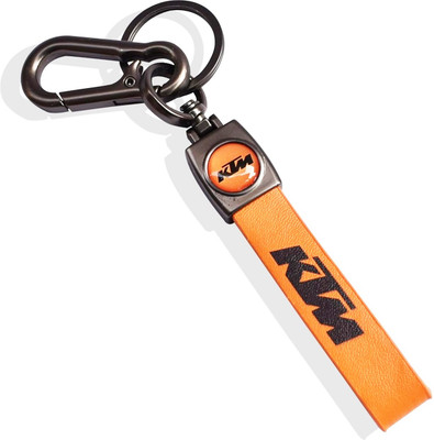 CRAZYGOL KTM PREMIUM LEATHER & Stainless Steel Locking Hook KeyChain Key Chain